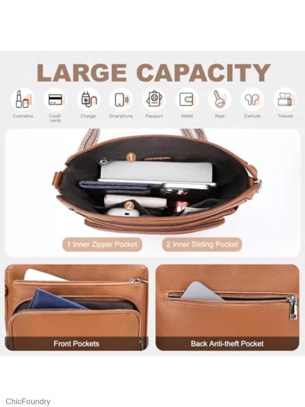 Anti-Theft Crossbody Purse with RFID Blocking & Built-In Wallet